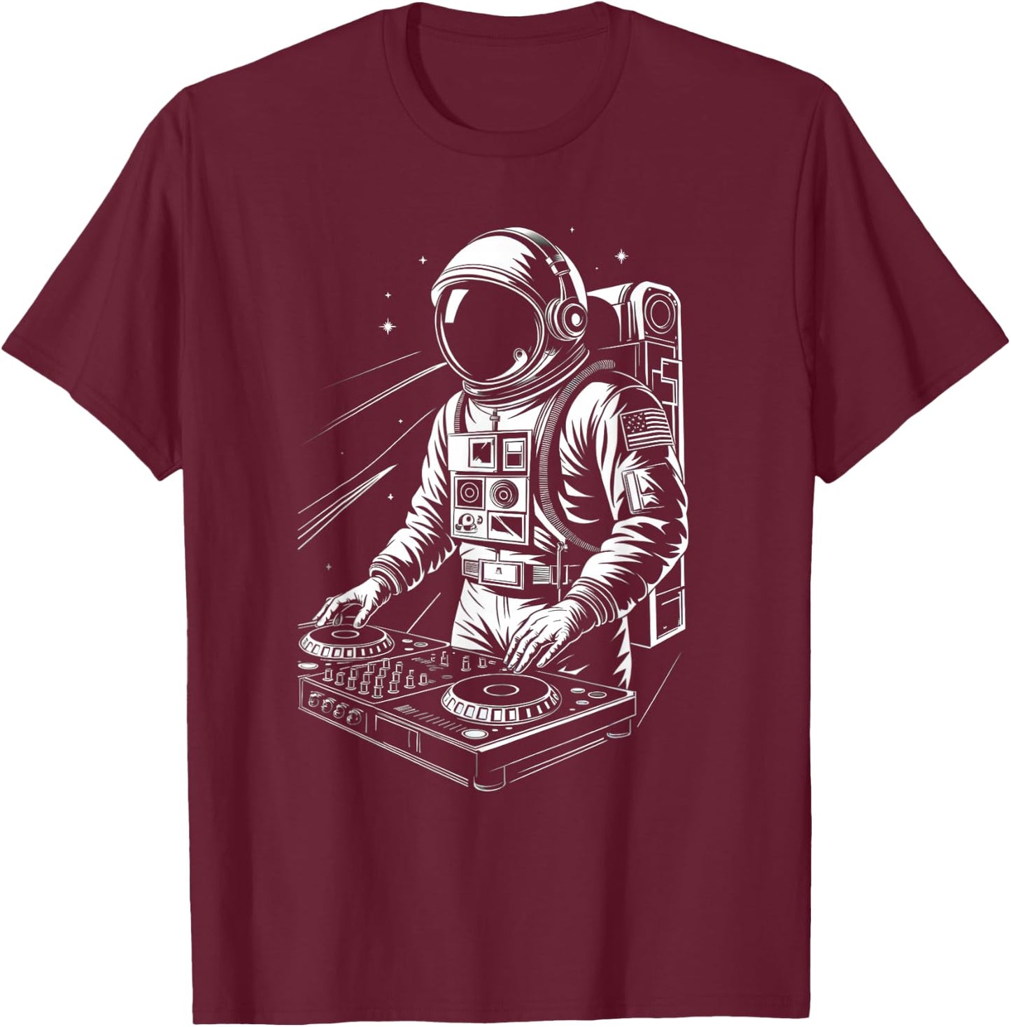 Outer Space DJ Astronaut EDM T-Shirt - T-Shirt | Maroon