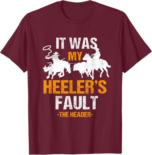 Team Roping Funny Rodeo Cowboy Cowgirl Horse Riding Roper T-Shirt - T-Shirt | Maroon