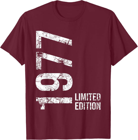 48th Birthday Man Woman 48 Years 1977 Birthday T-Shirt - T-Shirt | Maroon