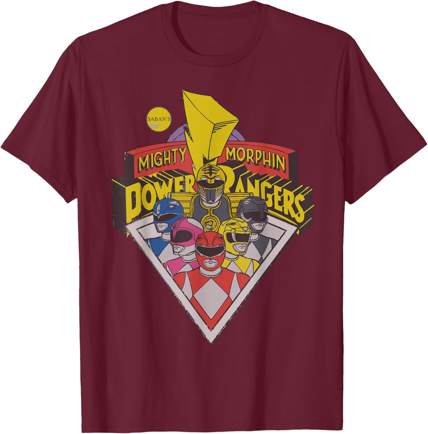 Power Rangers Logo Group T-Shirt - T-Shirt | Maroon
