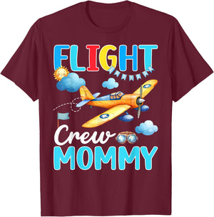 Flight Crew Mommy Birthday Squad Airplane Matching Family T-Shirt - T-Shirt | Maroon
