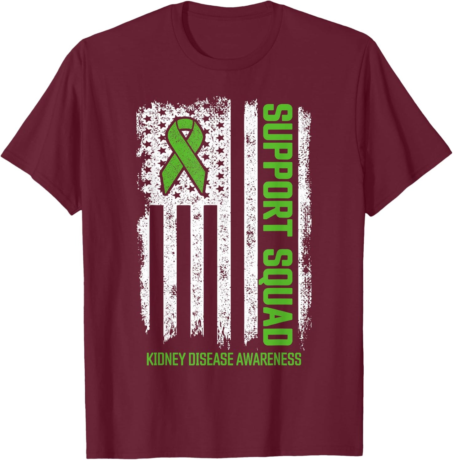 Kidney Disease Shirts Support Squad Kidney Disease Awareness T-Shirt - T-Shirt | Maroon