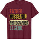 Father Husband Photographer Legend Vintage Dad Father's Day T-Shirt - T-Shirt | Maroon