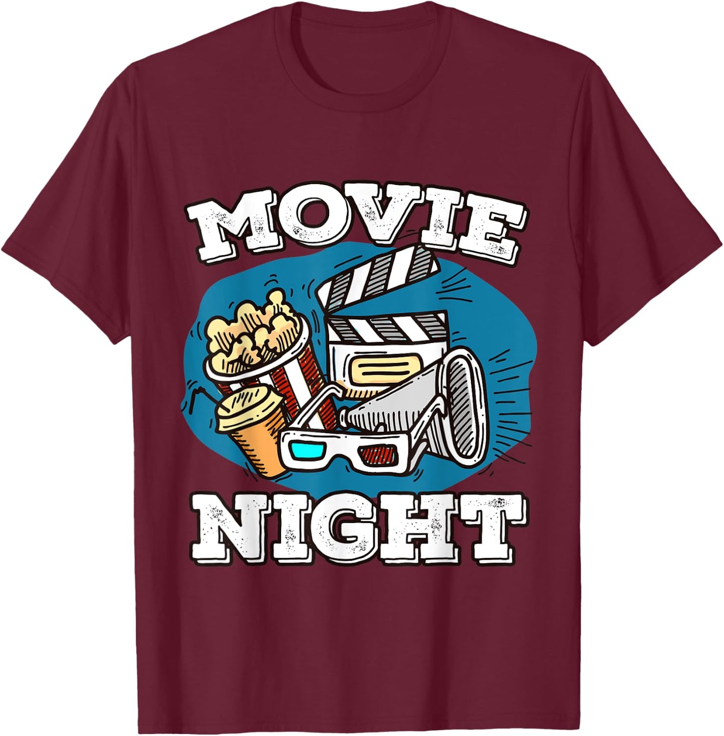Retro Family Movie Night Party - Movie Birthday Cinema T-Shirt - T-Shirt | Maroon