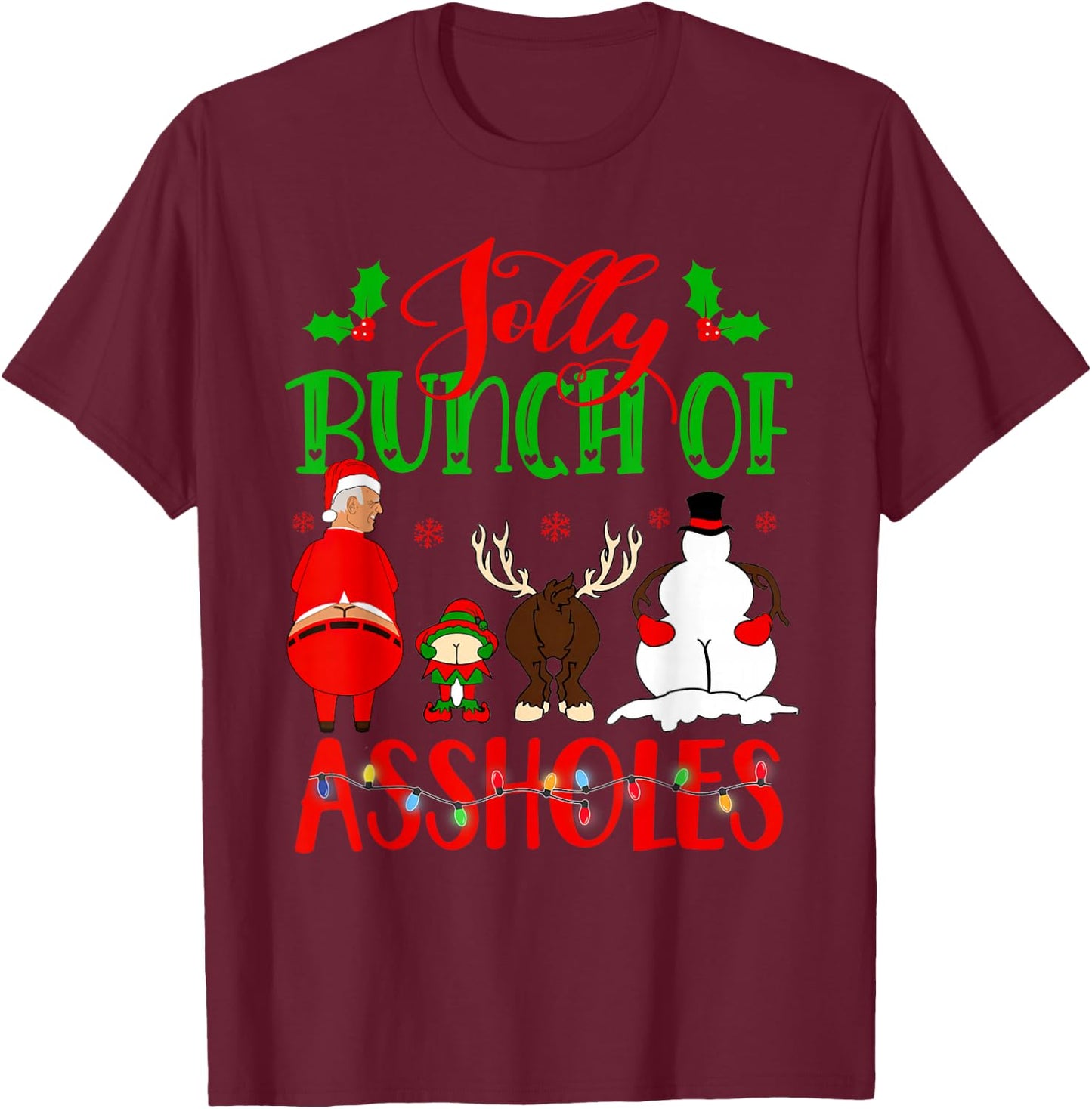Jolly Bunch of Assholes Merry Christmas 2021 Toilet Paper T-Shirt - T-Shirt | Maroon