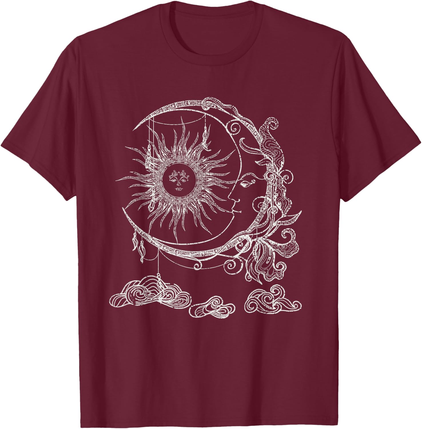 Occultism Moon Sun Astrology Universe Astronomy T-Shirt - T-Shirt | Maroon