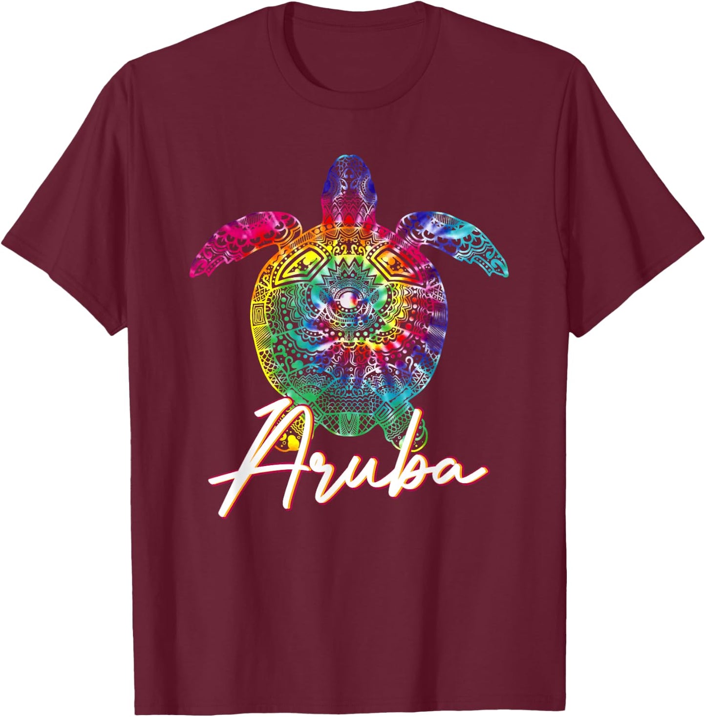 Aruba Tie Dye Sea Turtle Matching Family Vacation T-Shirt - T-Shirt | Maroon
