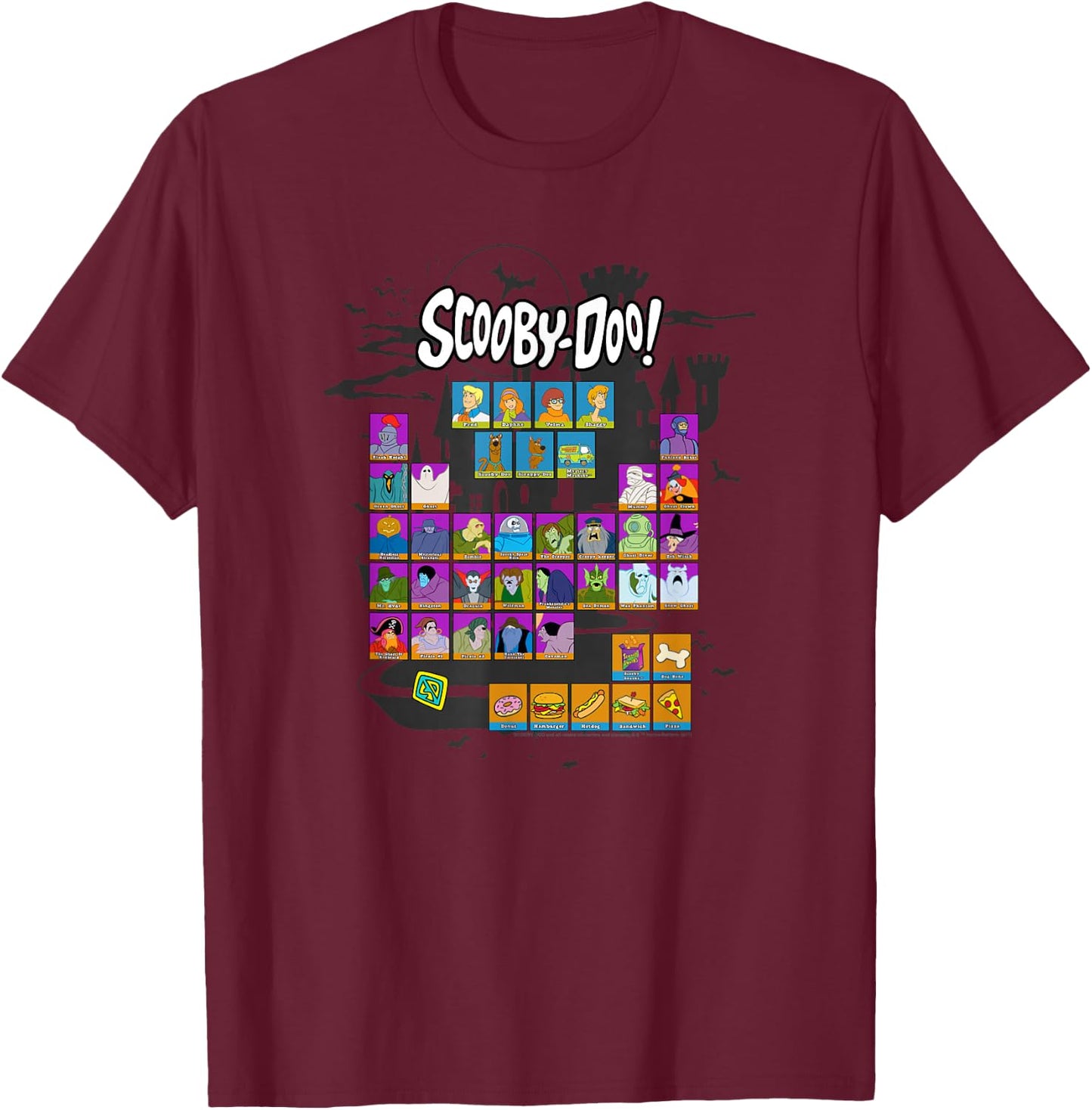 Scooby-Doo Periodic Table of Ghouls T-Shirt - T-Shirt | Maroon