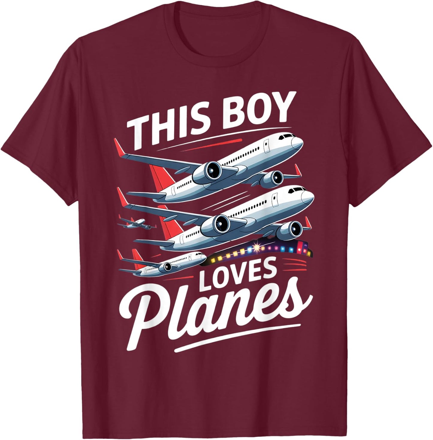 Plane Airplane Pilot Kids Boys Toddler Model Plane Lover T-Shirt - T-Shirt | Maroon