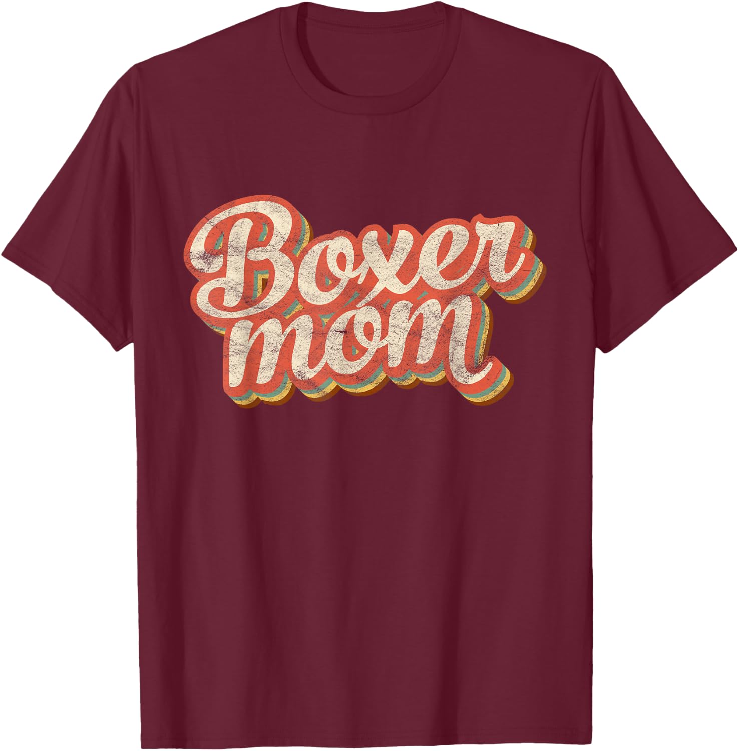 Vintage Boxer Mom Dog Lover Pet Boxer Mama T-Shirt - T-Shirt | Maroon
