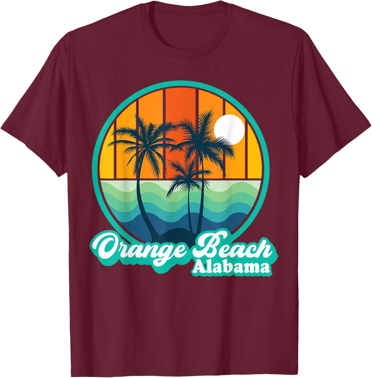 Vintage Orange Beach Alabama Summer Vacation Beach Souvenirs T-Shirt - T-Shirt | Maroon