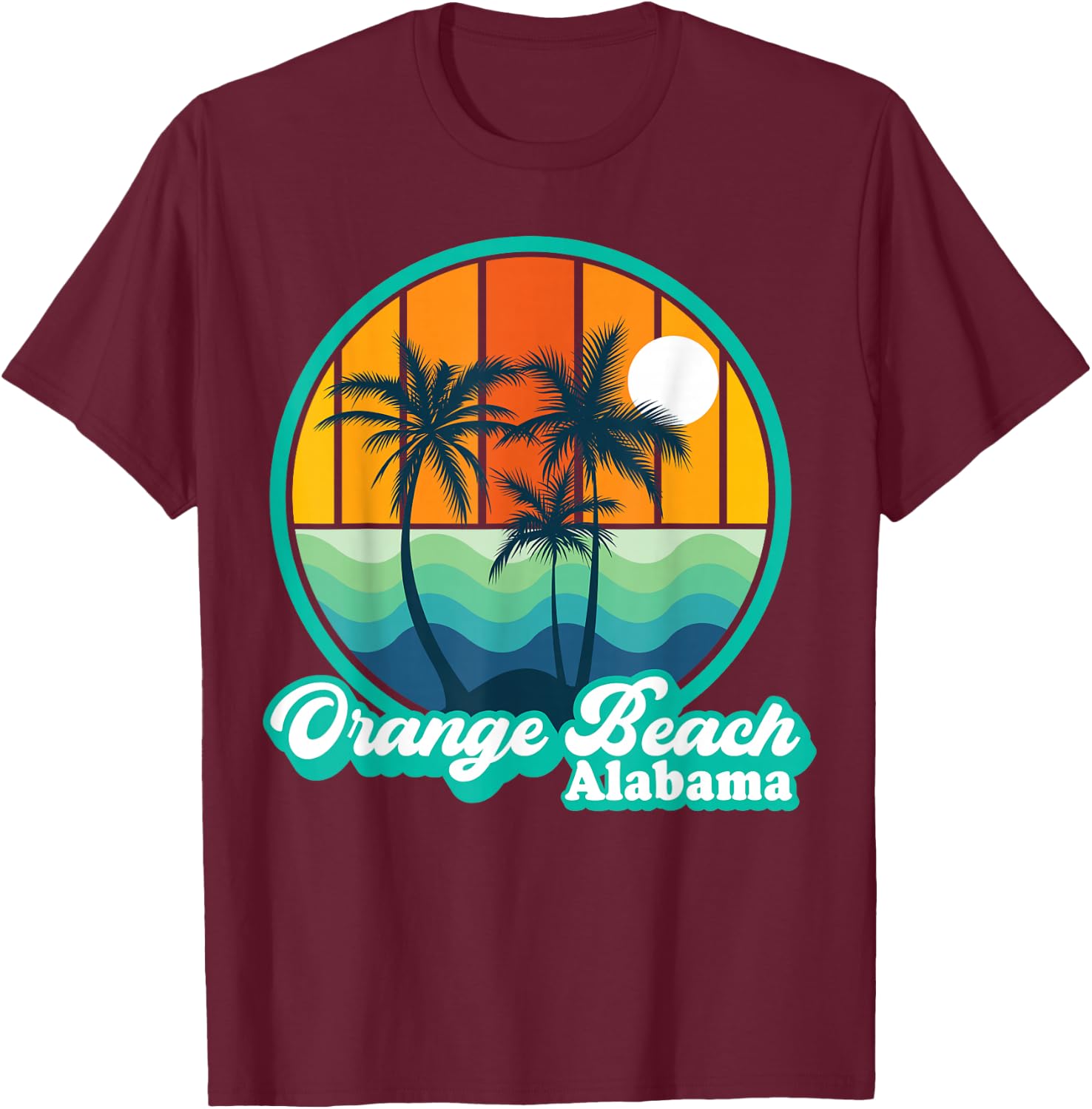 Vintage Orange Beach Alabama Summer Vacation Beach Souvenirs T-Shirt - T-Shirt | Maroon