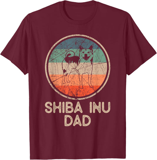 Shiba Inu Dog - Vintage Shiba Inu Dad Men Women T-Shirt - T-Shirt | Maroon
