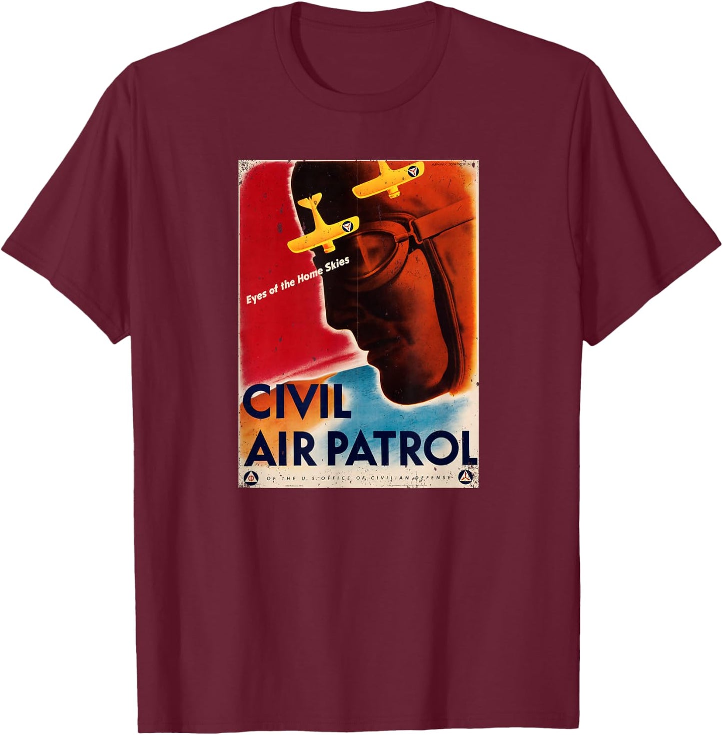 Civil Air Patrol USAF volunteers WW2 poster retro T-Shirt - T-Shirt | Maroon