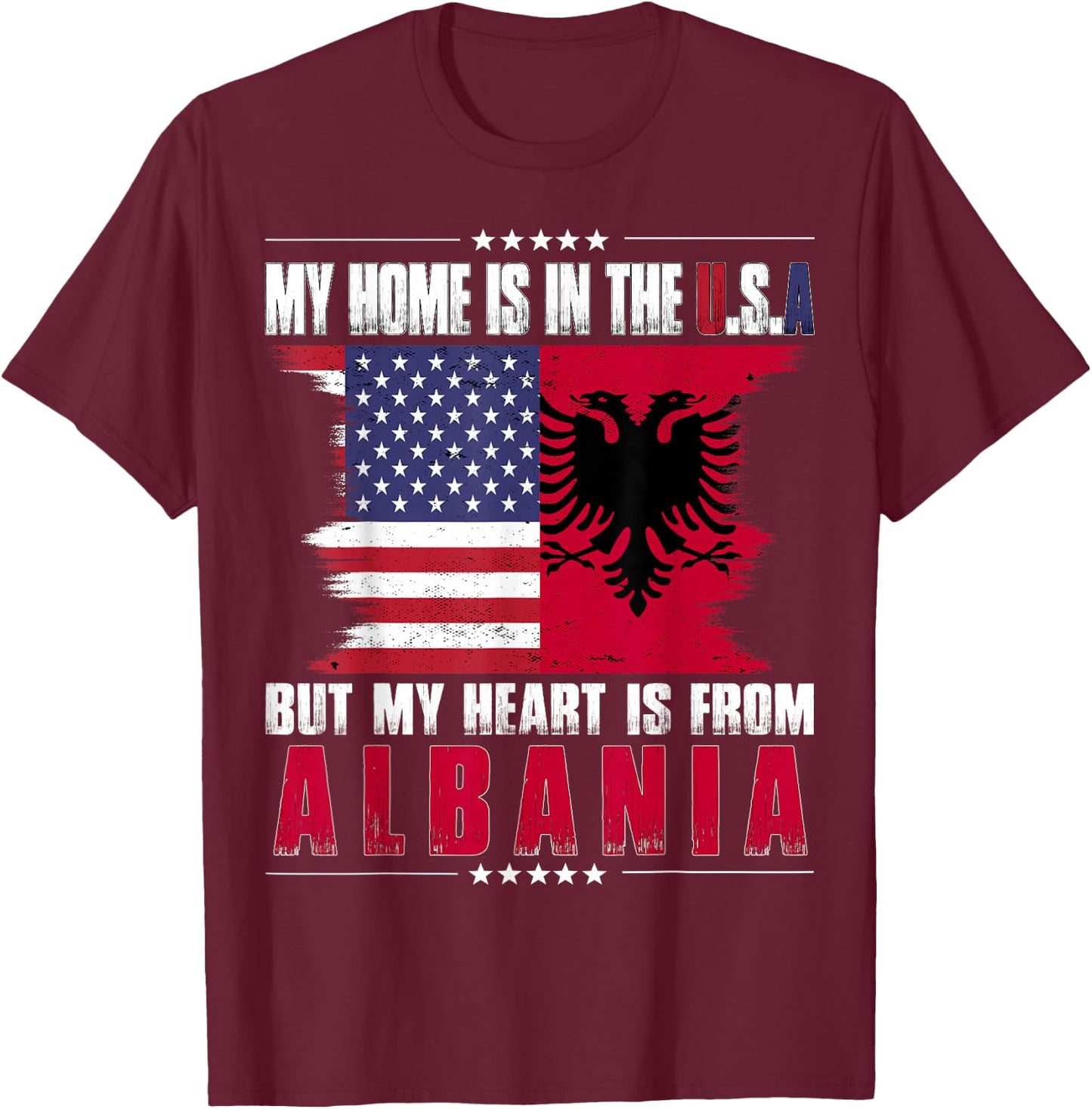 American Grown Patriot Albanian American from Albania T-Shirt - T-Shirt | Maroon