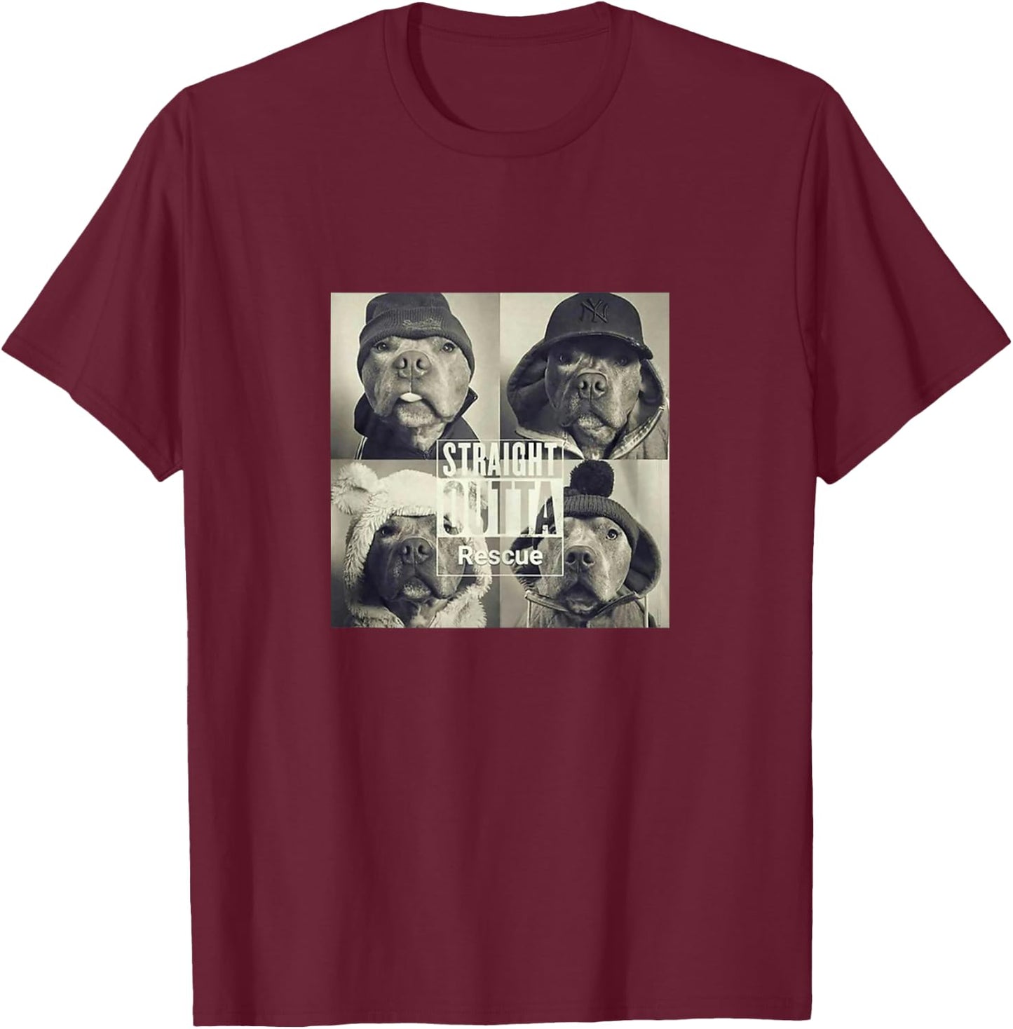 Straight Outta Rescue Pitbull T-Shirt - T-Shirt | Maroon