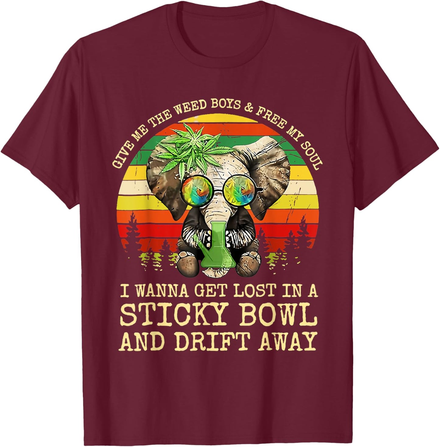 Cool Elephant Smoking Weed Bong Marijuana Cannabis Stoner T-Shirt - T-Shirt | Maroon