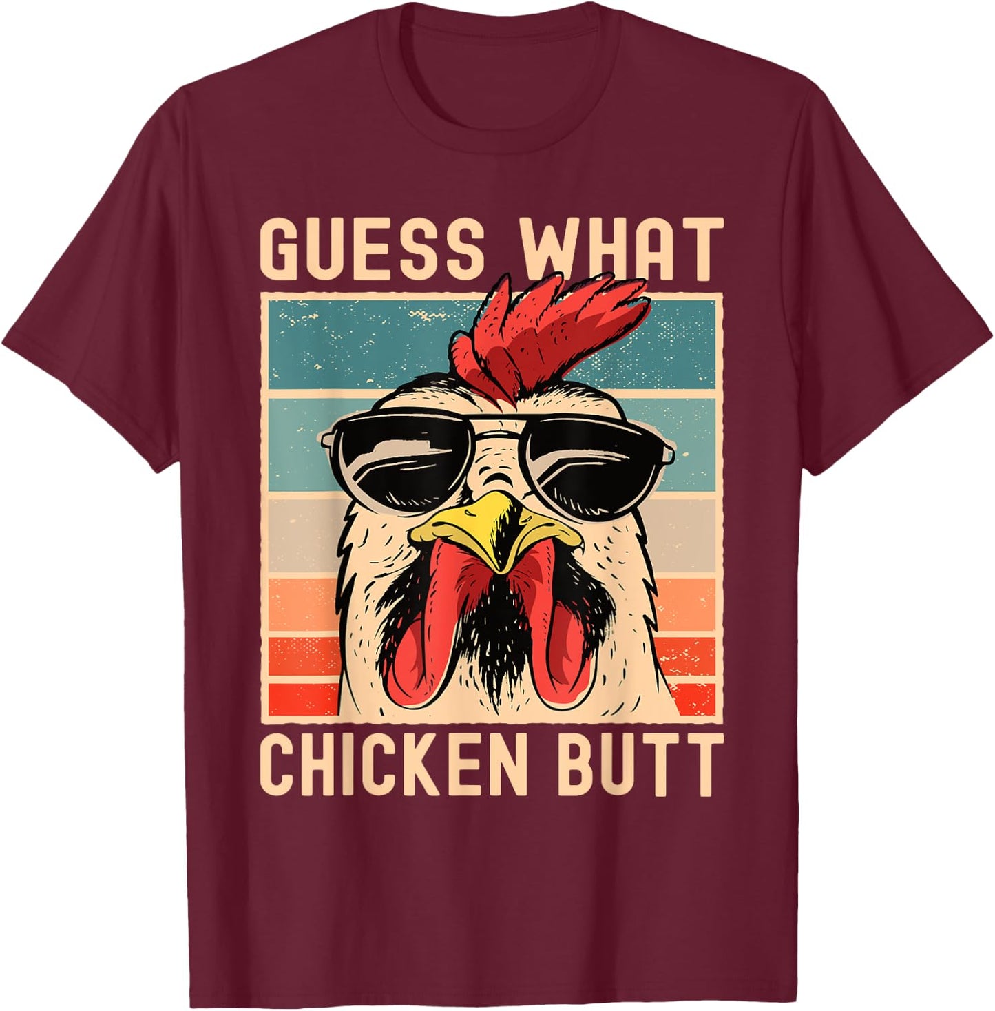 Chicken Meme Design | Guess What Chicken Butt Small T-Shirt - T-Shirt | Maroon