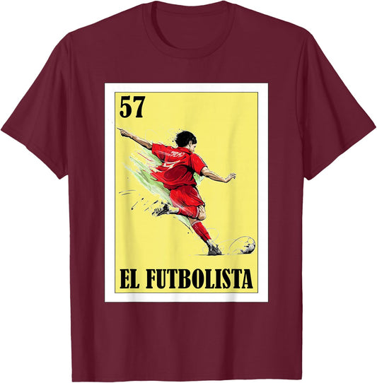 Funny Mexican Soccer Design - El Futbolista T-Shirt - T-Shirt | Maroon