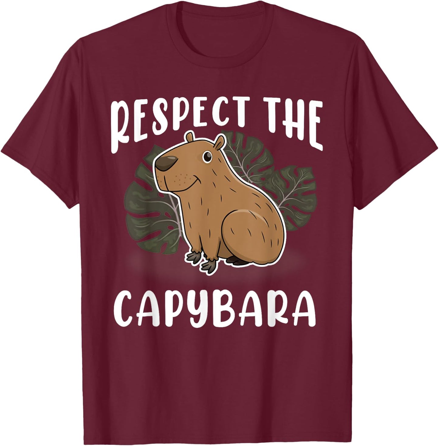 Vintage Retro Style Animal Respect The Capybara T-Shirt - T-Shirt | Maroon