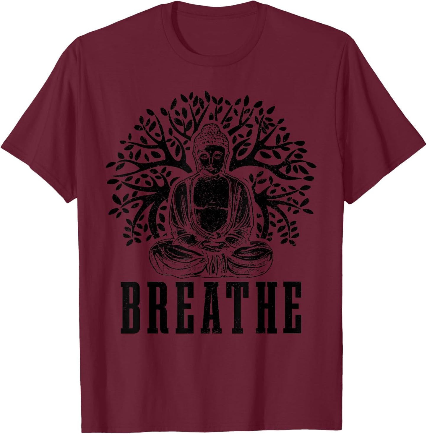 Buddha Meditation Breathe Yoga Zen Buddhism Yogi Buddhist T-Shirt - T-Shirt | Maroon