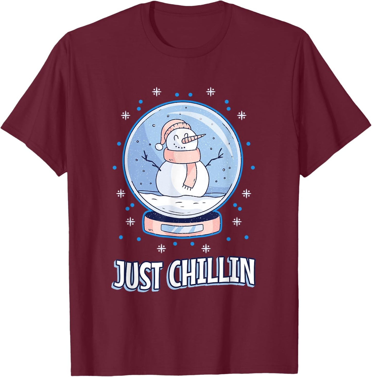 Snowflakes Christmas holiday slush snow snowman T-Shirt - T-Shirt | Maroon
