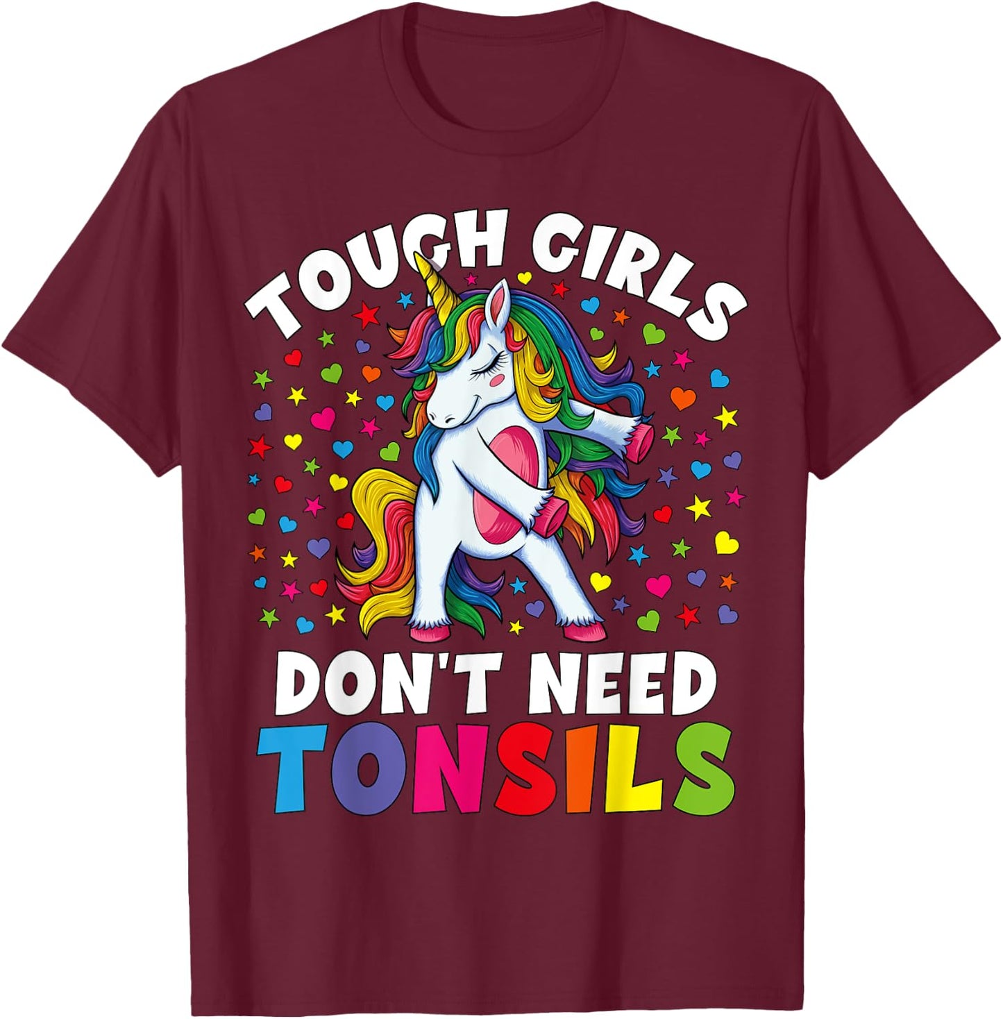 Tonsil Surgery Recovery Gift Girls Unicorn Tonsil Removal T-Shirt - T-Shirt | Maroon