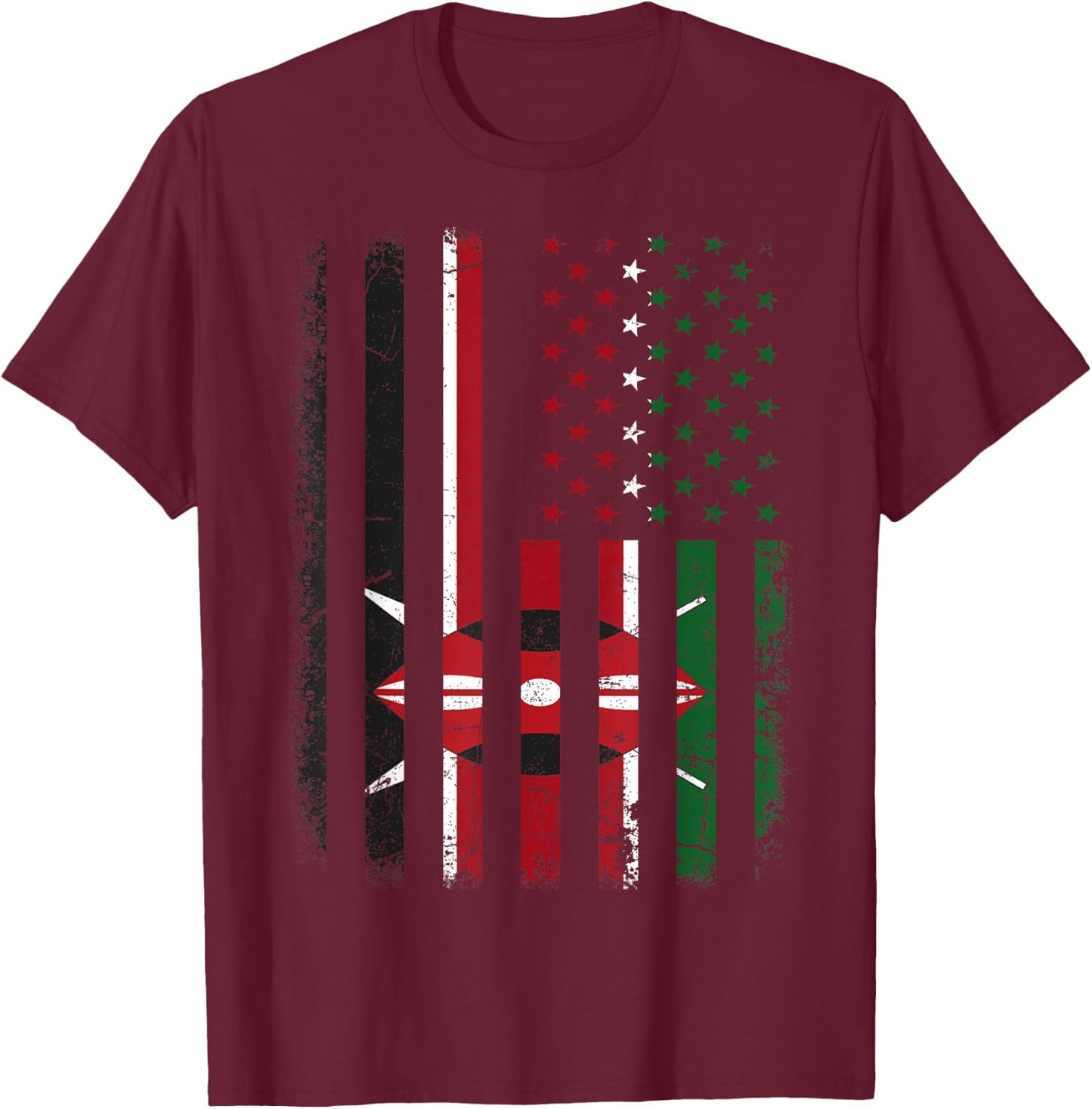 Kenyan American Flag Kenyan Roots Kenya America T-Shirt - T-Shirt | Maroon