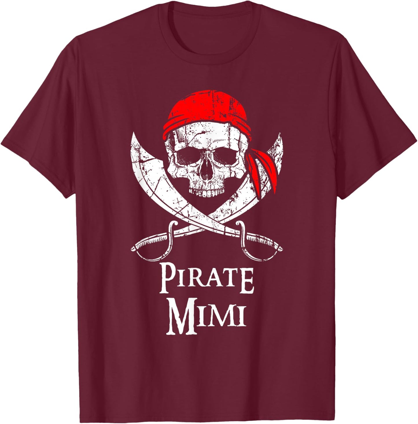Pirate Mimi Skull And Crossbones Flag T-Shirt - T-Shirt | Maroon