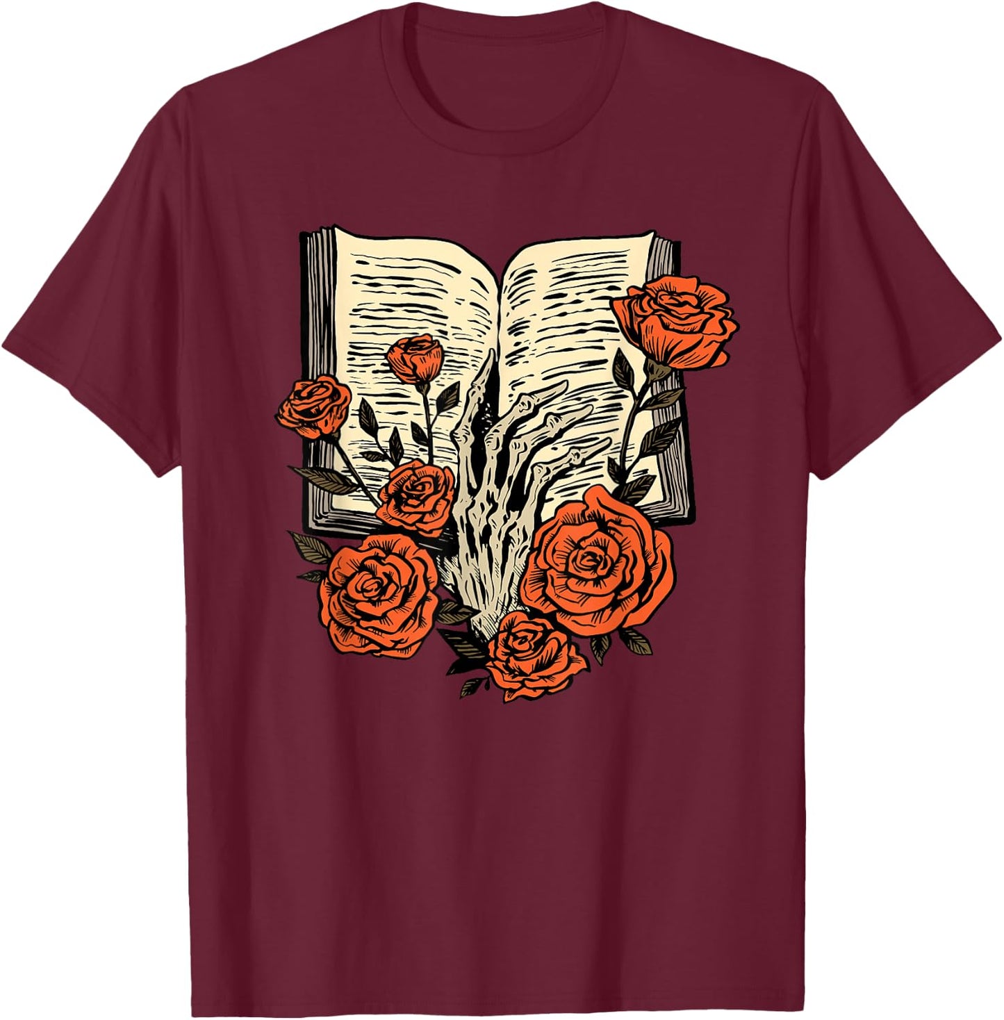 Books make me happy you not so much Funny Book Nerd Skeleton T-Shirt - T-Shirt | Maroon