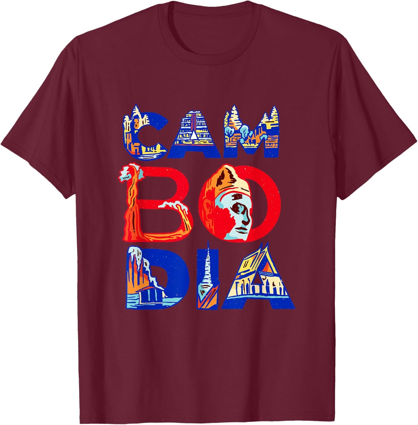 Cambodia Proud Tourist Cambodian Pride Kampuchean Roots T-Shirt - T-Shirt | Maroon