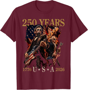 Presidents Abe Lincoln and George Washington Playing Guitar T-Shirt - T-Shirt | Maroon