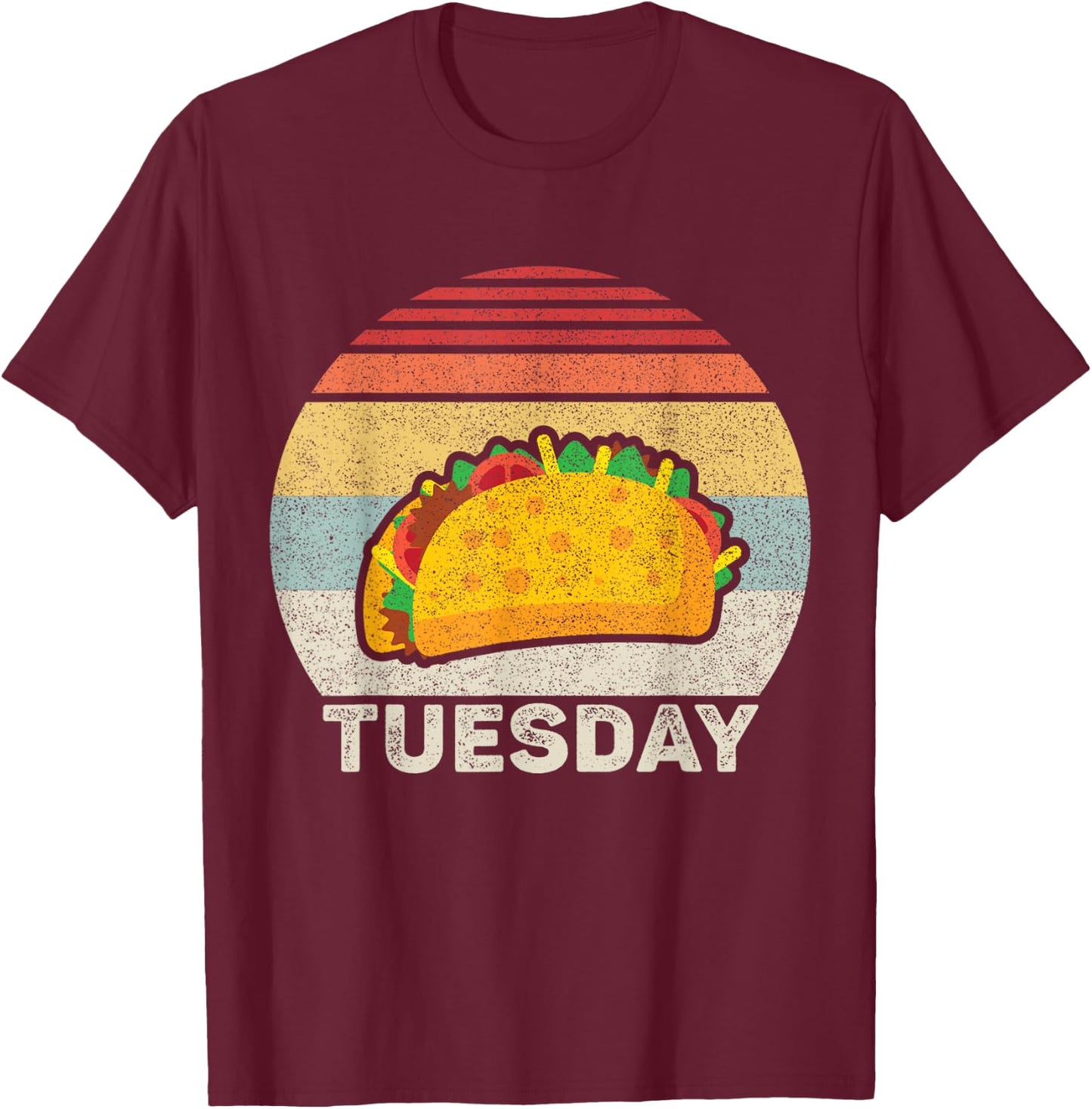 Vintage Retro Taco Tuesday T-Shirt - T-Shirt | Maroon