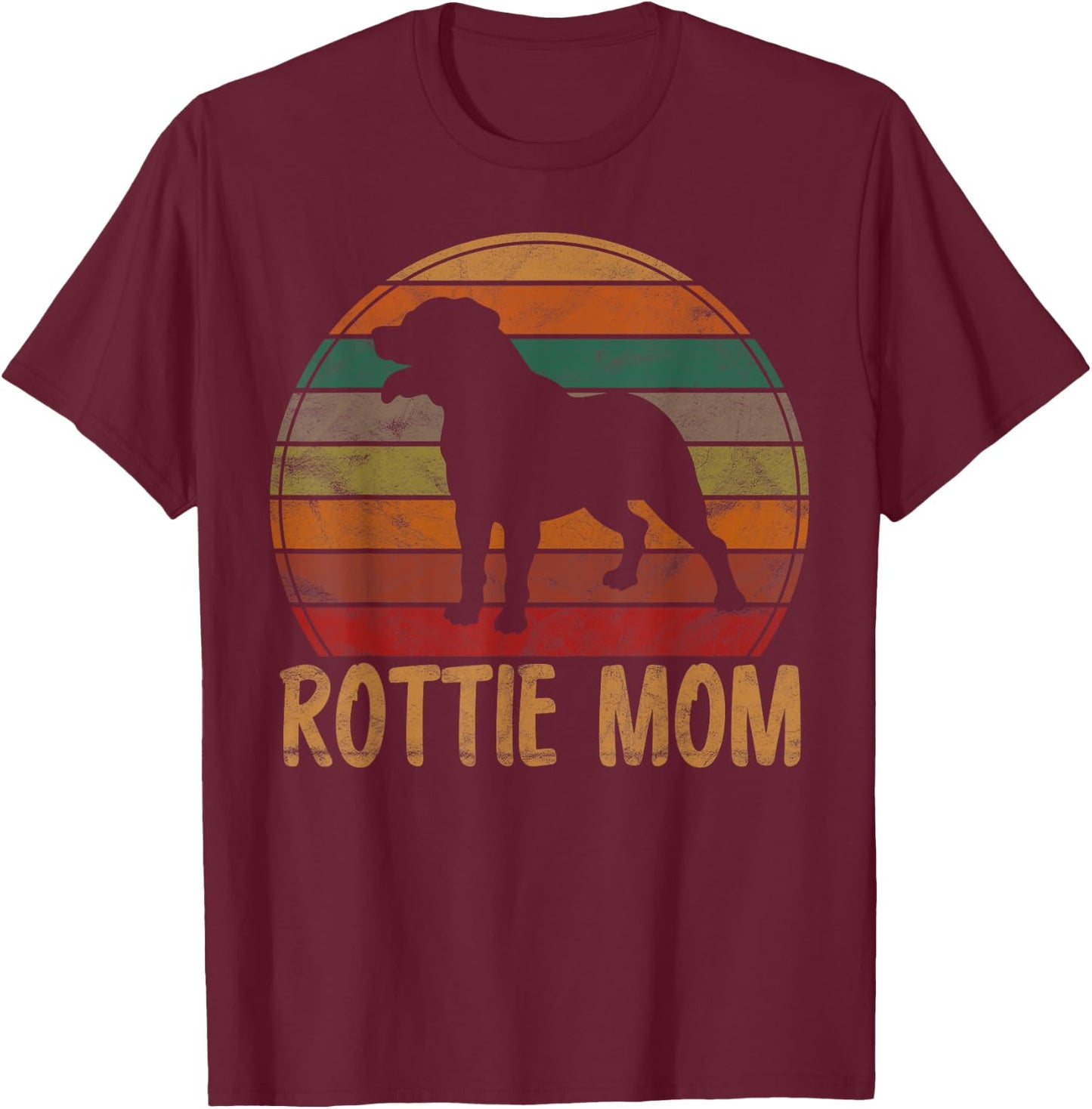 Retro Rottweiler Mom Gift Rott Dog Mother Pet Rottie Mama T-Shirt - T-Shirt | Maroon