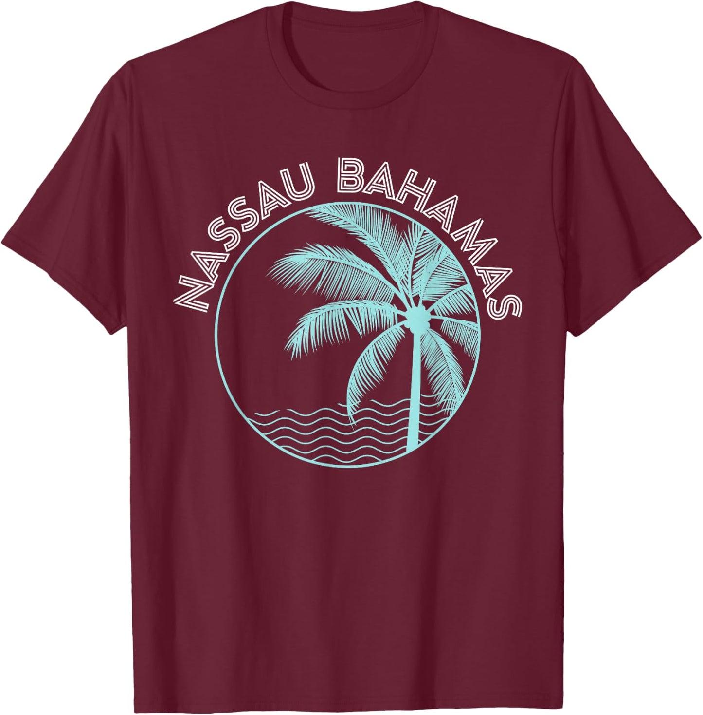 Nassau Bahamas Vintage Printed Sunset T-Shirt - T-Shirt | Maroon
