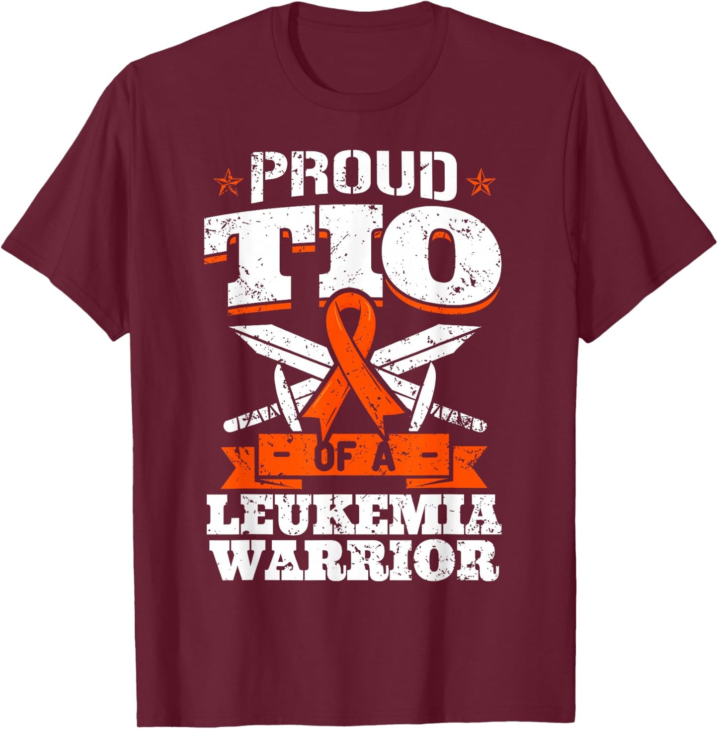 Proud Tio Of A Leukemia Warrior Uncle Awareness Blood Cancer T-Shirt - T-Shirt | Maroon
