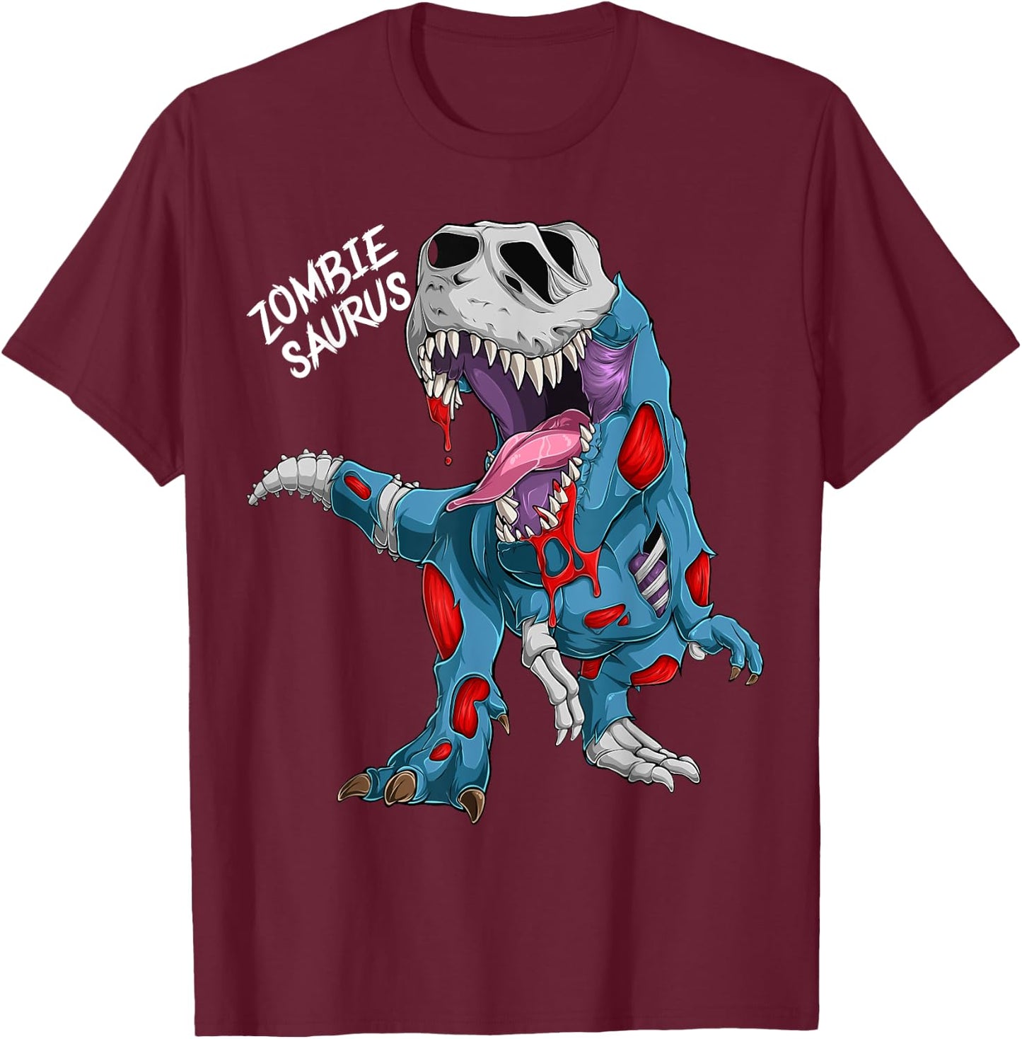 Dinosaur Shirt Zombiesaurus T-Rex Zombie Costume Halloween T-Shirt - T-Shirt | Maroon