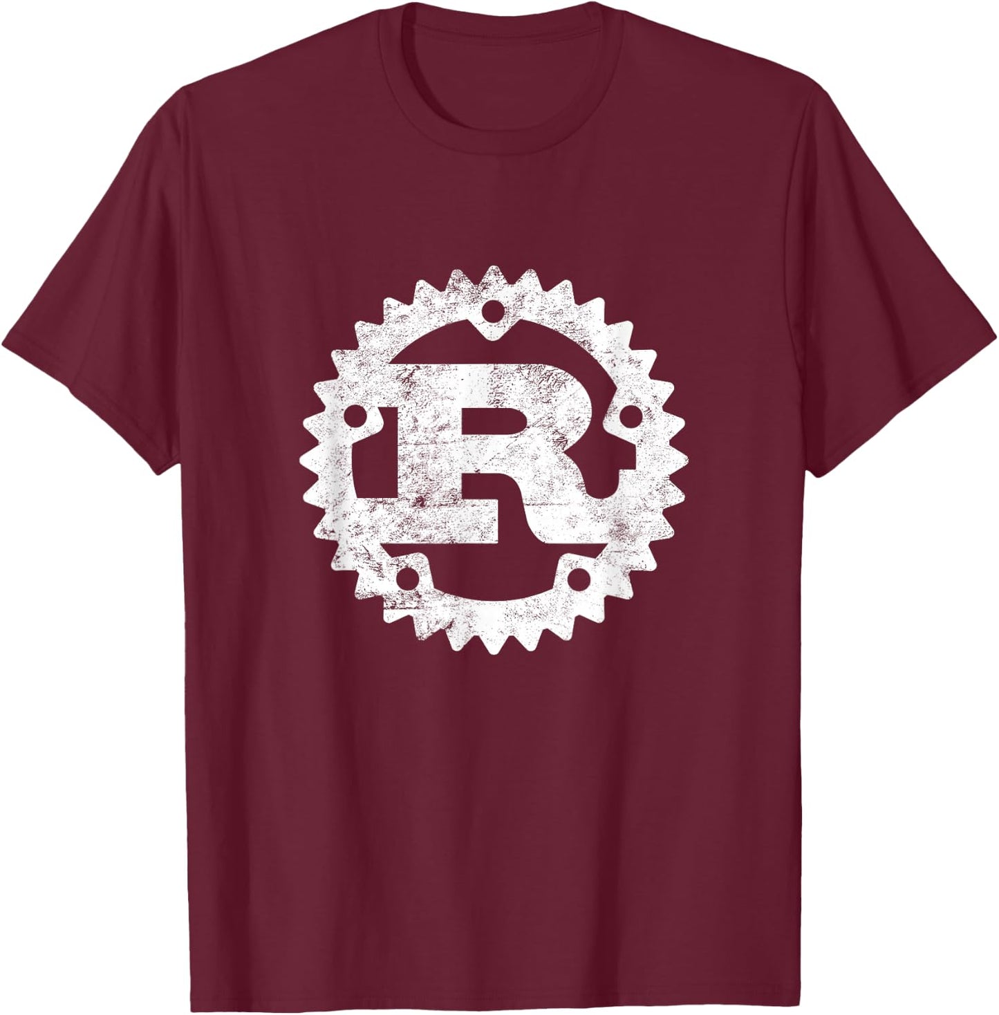 Rust Programming Logo Distressed T-Shirt - T-Shirt | Maroon