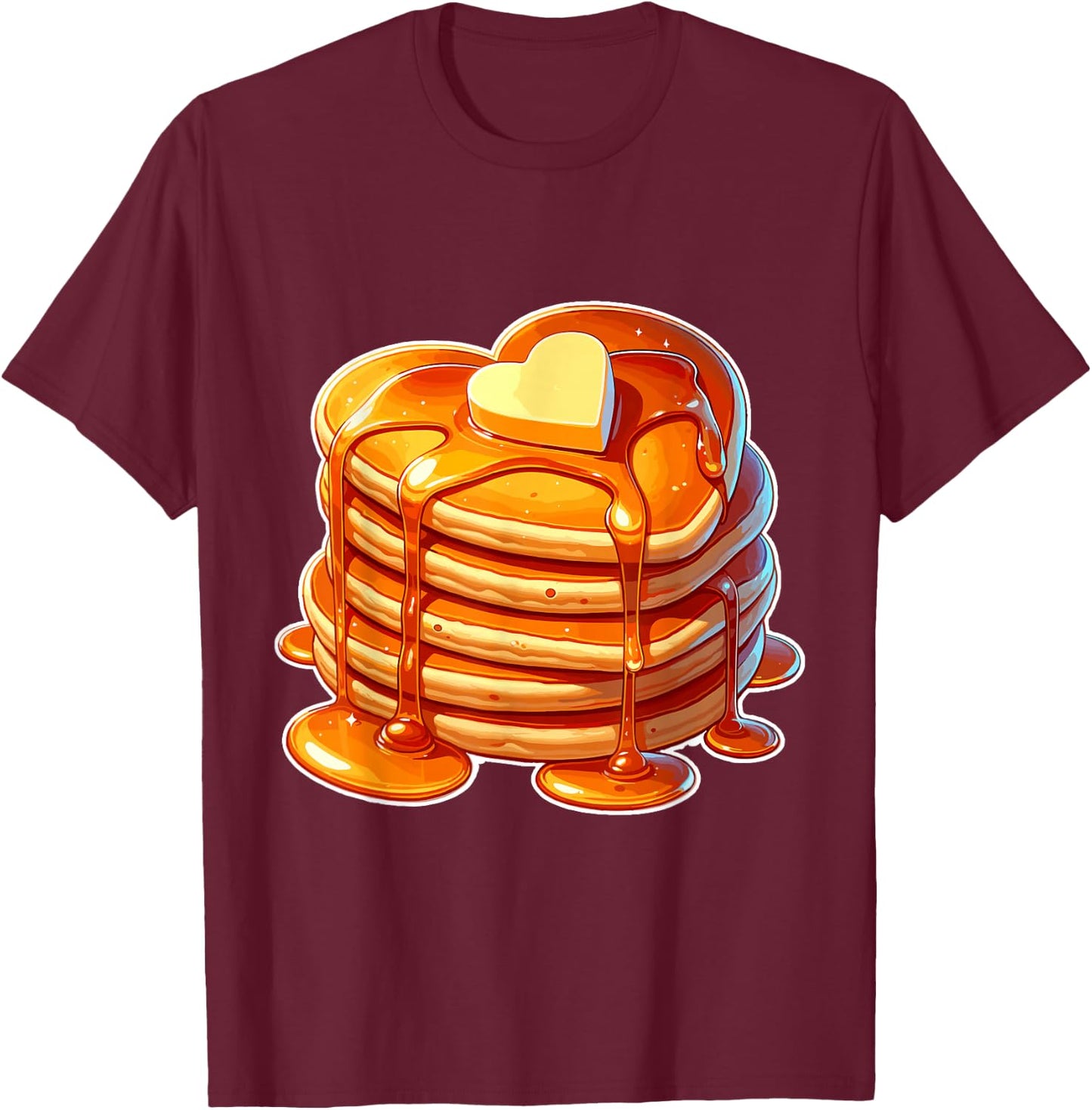 Pancakes and Syrup Valentine's Day Heart Pancake lovers T-Shirt - T-Shirt | Maroon