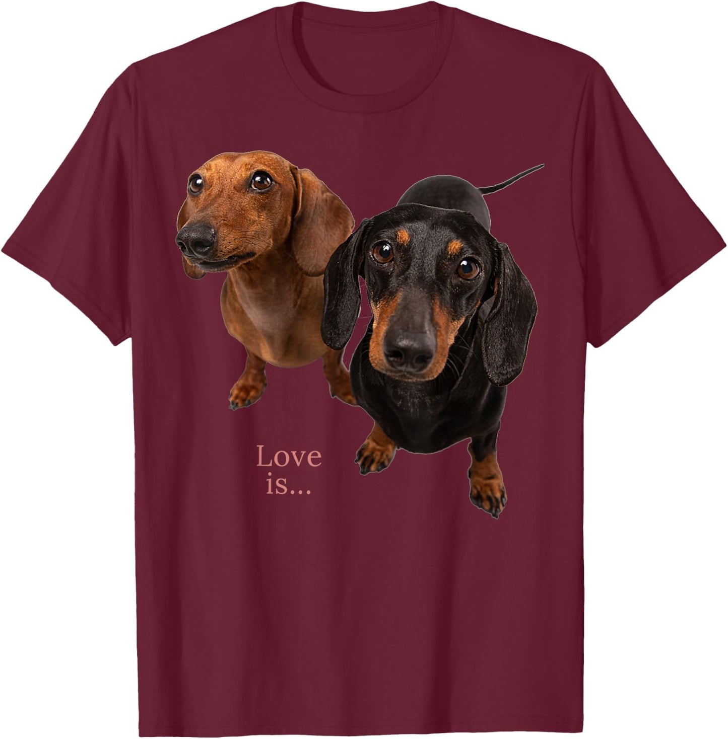 Dachshund Shirt Doxie Mom Dad Love Wiener Dog Puppy Cute T-Shirt - T-Shirt | Maroon