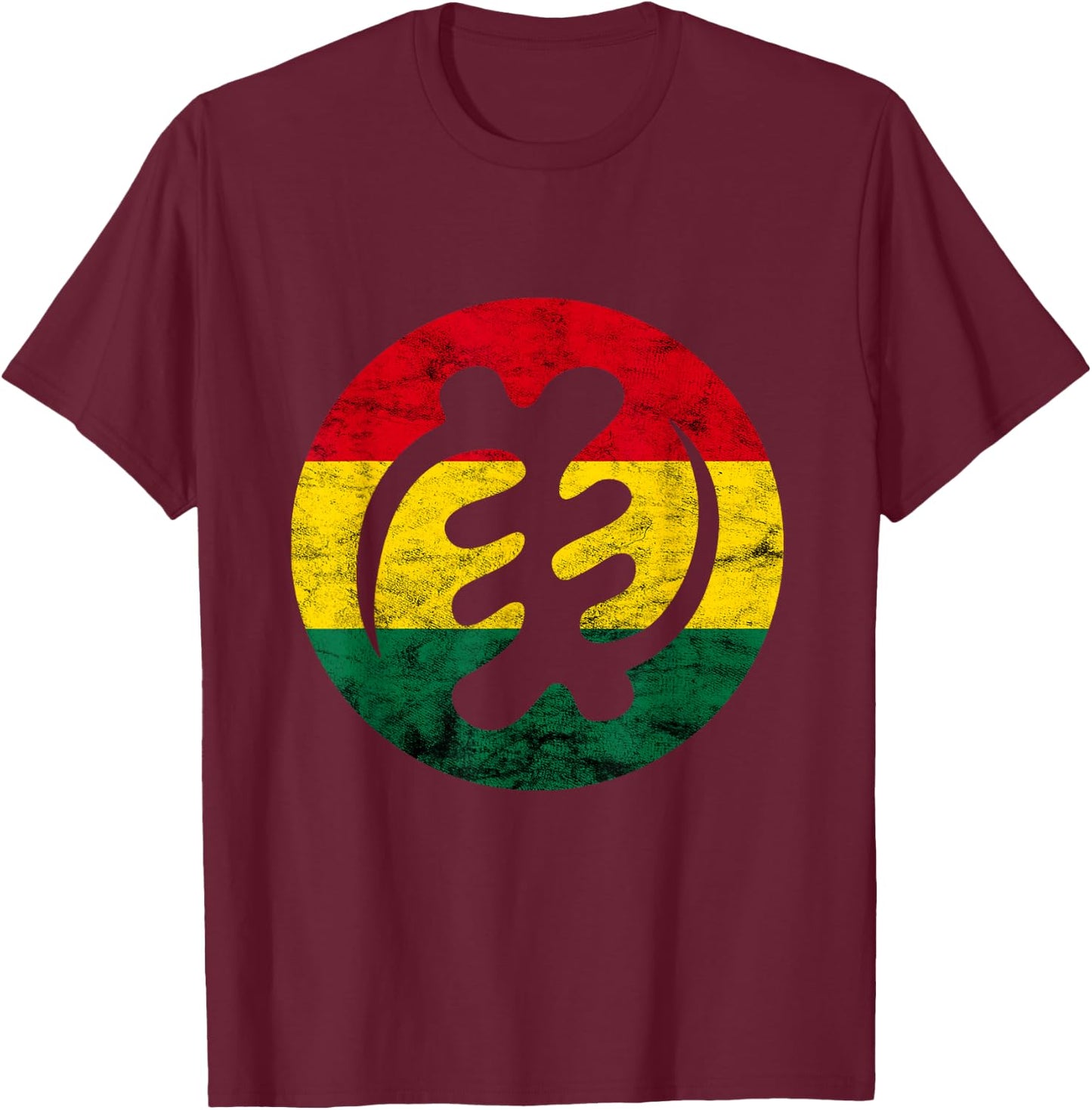 Gye Nyame Adinkra Ghana Flag African Symbol T-Shirt - T-Shirt | Maroon