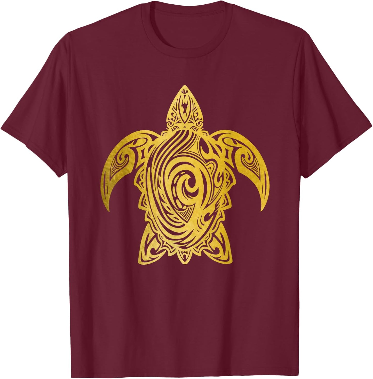 Turtle Tribal Pattern Diving Sea Turtle T-Shirt - T-Shirt | Maroon