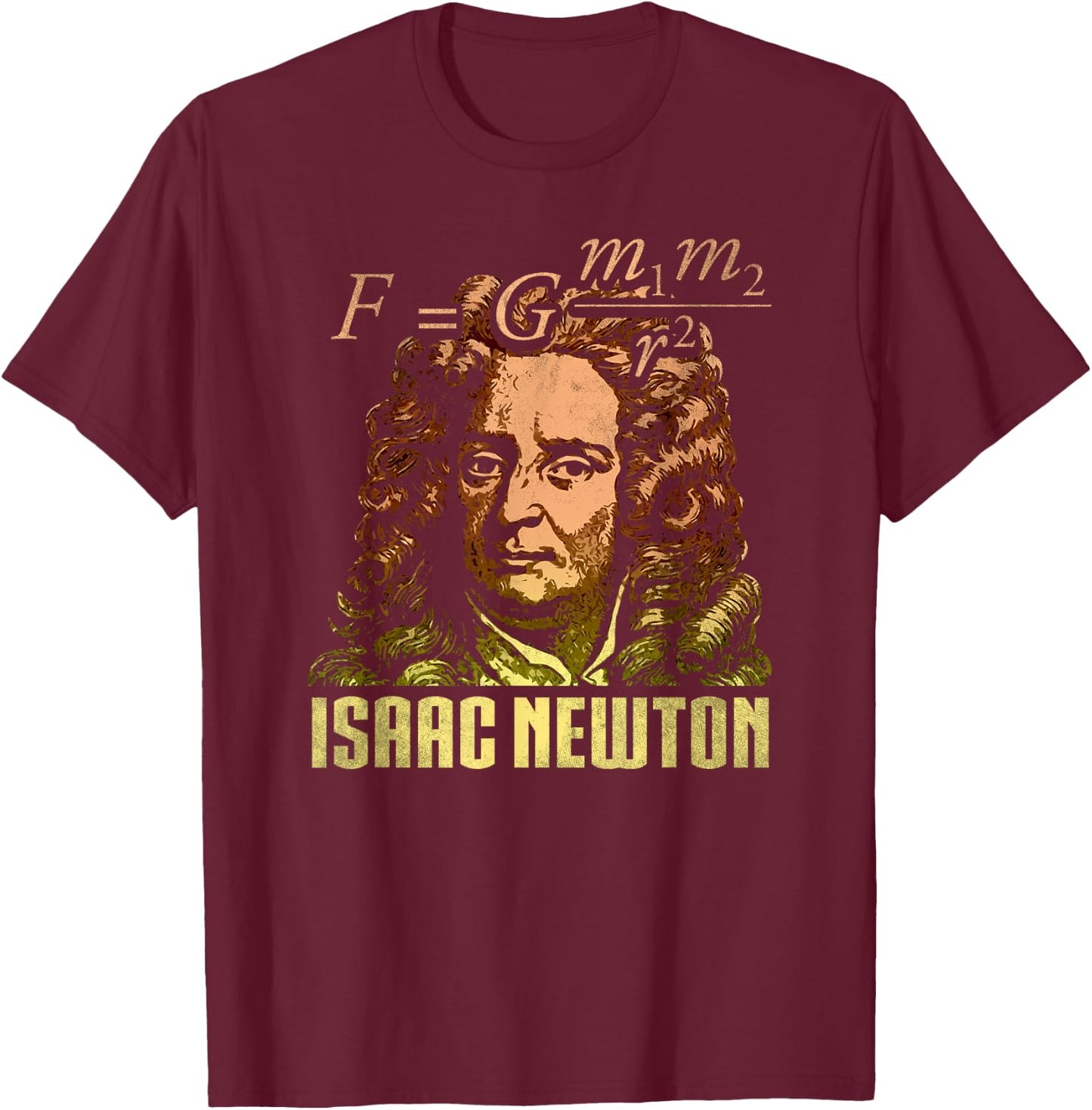Isaac Newton Gravitation Physicist Physics Science Astronomy T-Shirt - T-Shirt | Maroon