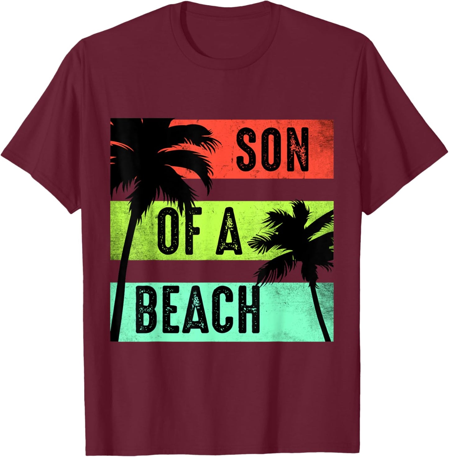 Vintage Son of a Beach Funny Vacation for Travellers T-Shirt - T-Shirt | Maroon