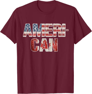 Ameri-Can US Canada Flag Pride Vacation Travel Canadian T-Shirt - T-Shirt | Maroon