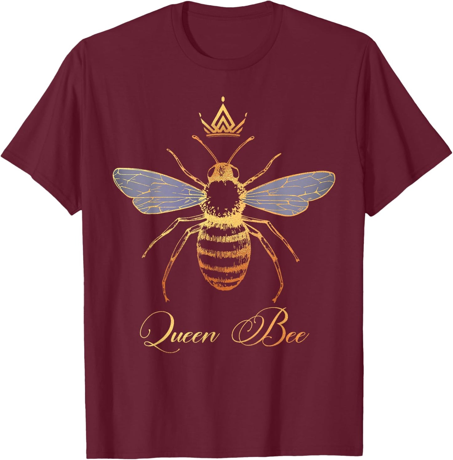 Queen Crown Bee Beekeeping Honey Lover Keeper Women Gift T-Shirt - T-Shirt | Maroon