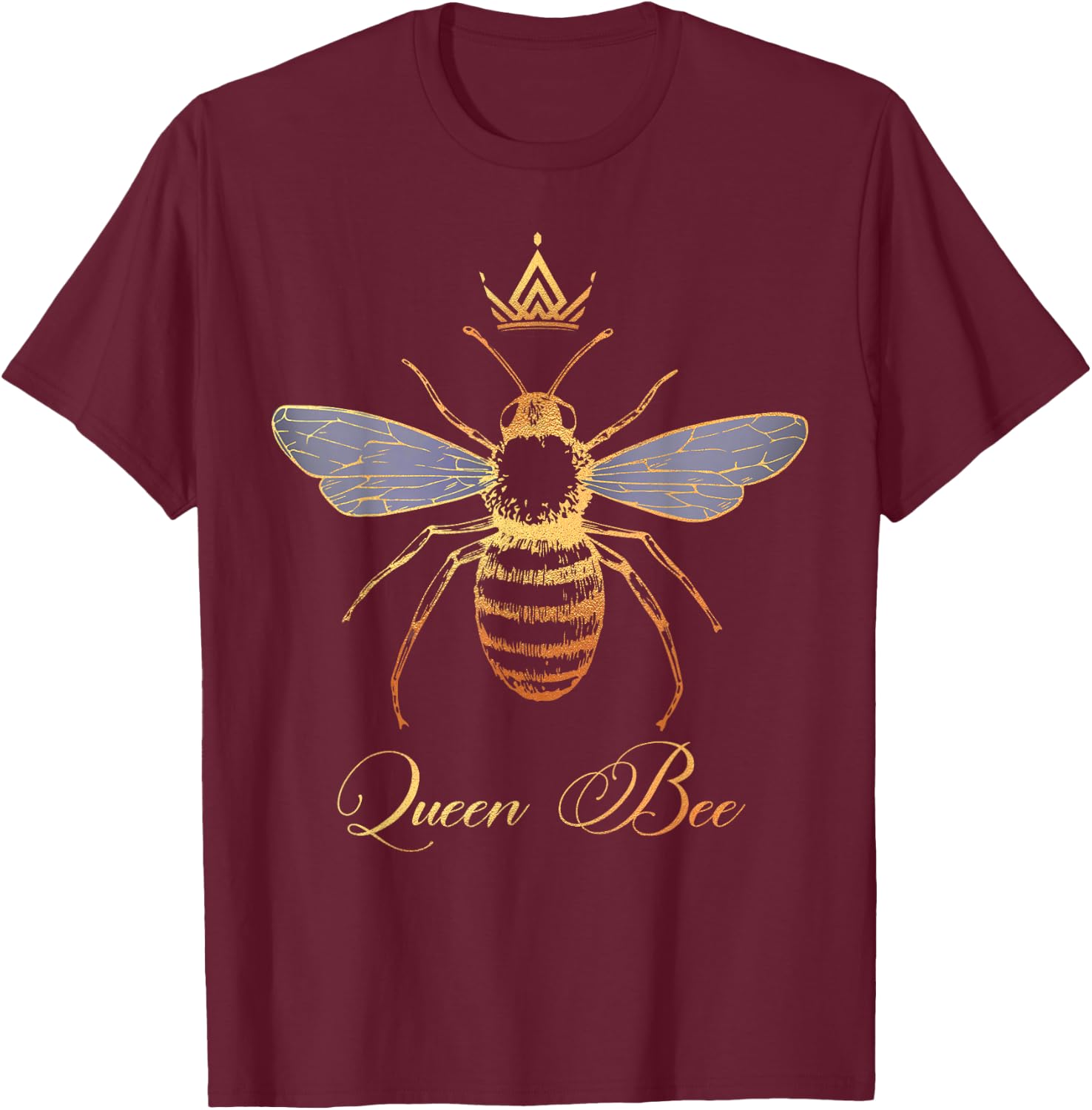 Queen Crown Bee Beekeeping Honey Lover Keeper Women Gift T-Shirt - T-Shirt | Maroon