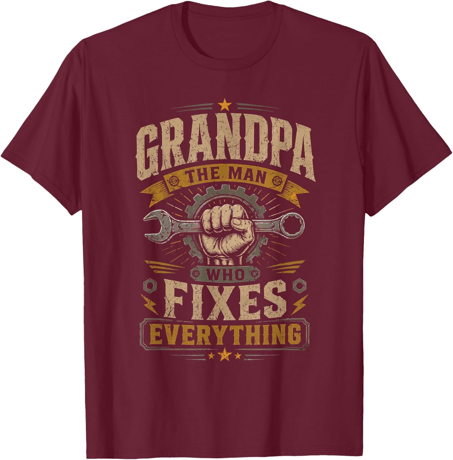 Grandpa The Man Who Fixes Everything - Grandpa T-Shirt - T-Shirt | Maroon