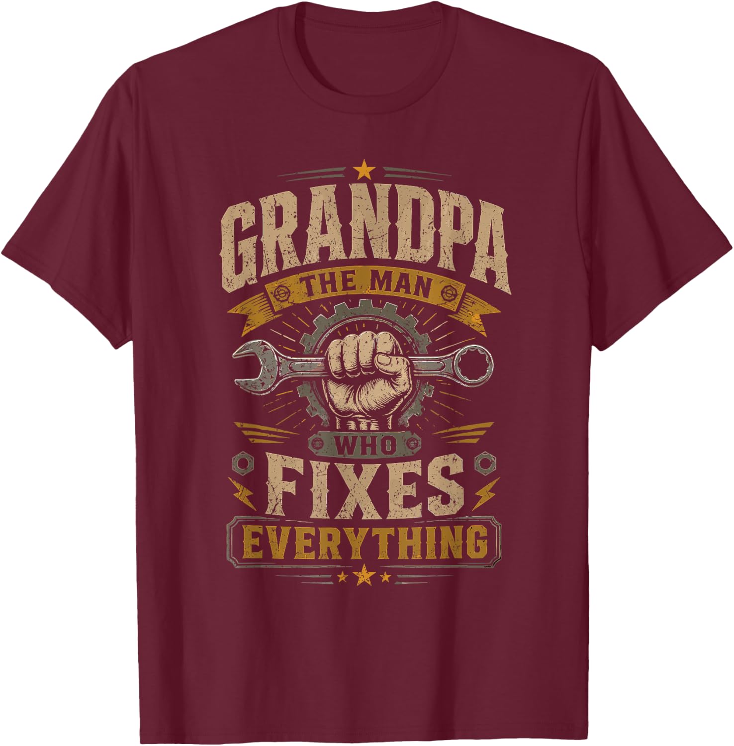 Grandpa The Man Who Fixes Everything - Grandpa T-Shirt - T-Shirt | Maroon