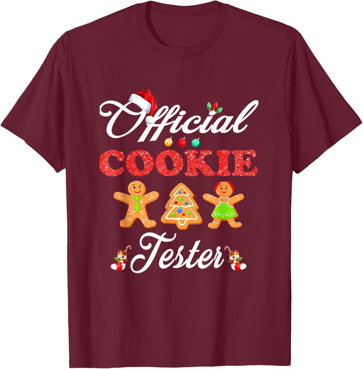 Official Taste Tester Gingerbread Christmas Cookie Baking T-Shirt - T-Shirt | Maroon